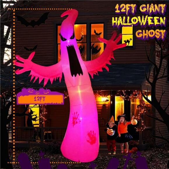 12ft High Halloween Inflatable Ghost Outdoor Decoration, Halloween Blow - Picture 2 of 7